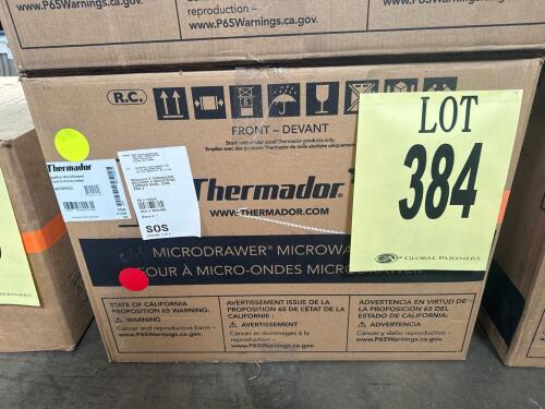 Thermador MD24BS/02 Built-in Microwave Drawer featuring 1.2 cu ft capacity, 950W power, Wi-Fi Enabled, Sensor Cook, Flush Installation, 10 Microwave Programs, Touch Open/Close, Concealed Drop-Down Panel, Stainless Steel with Specially Crafted Gray Glass f
