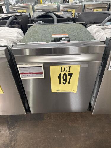 Frigidaire FDHP4336AS 24" stainless built-in dishwasher, features 49 dBA operation, 14 place settings, Eco Air Dry function, adjustable racks, top control, 120V, hybrid tub, NSF sanitize cycle, front status light, 240 kWh/year, $34 estimated yearly energy