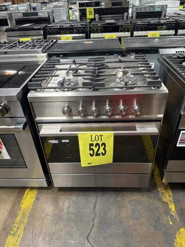 Fisher &amp; Paykel 30" Contemporary Gas Range, Model OR30SDG4X1, features a spacious 3.5 cu ft oven, 4 sealed gas burners with a combined output up to 53,500 BTUs, precision stainless steel knob controls, cast iron grates, convection oven functions, manu
