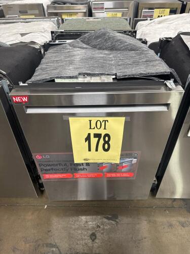 LG LDNPH654S 24" Stainless Steel Built-In Dishwasher with 15 place settings, 44 dBA quiet operation, TrueSteam technology, QuadWash, Wi-Fi LG ThinQ, top control design, 3 racks, Dynamic Heat Dry, ENERGY STAR, UL and NSF certified, serial number 509DWNL2S9