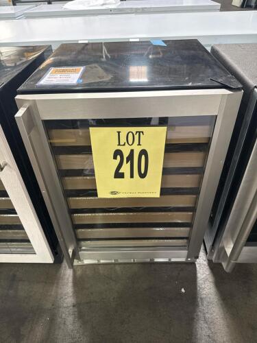 GE Monogram ZDWR240NABS wine refrigerator, 57 bottle capacity, built-in undercounter, stainless steel finish, 24" wide, digital controls, LED interior lighting, single temperature zone, 7 wood shelves, UV-resistant glass door, reversible door, automatic d