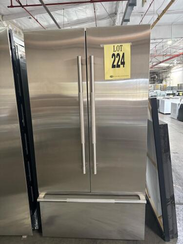 Jenn-Air JF42NXFXDE02 42" Built-In French Door Refrigerator, featuring 25.5 cu. ft. capacity, Obsidian Interior, Fully Flush Integrated Design, Multi-Point LED Theater Lighting, Light-Guided Capacitive Touch Controls, Soft-Close Crisper Drawers, Elegance 