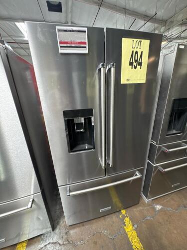 KitchenAid KRFC704FPS6 refrigerator, 23.8 cu. ft. capacity, counter-depth, French door, Platinum interior, PrintShield&trade; stainless finish, dimensions: 71.87"H x 35.81"W x 31.50"D, external water and ice dispenser, ENERGY STAR qualified, Preserva&reg; dual cool
