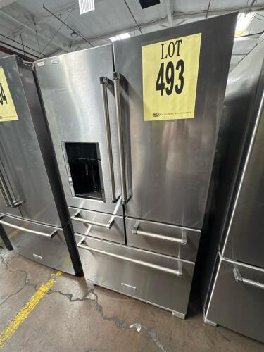 KitchenAid KRMF706ESS05 5-Door French Door Refrigerator, 25.8 cu. ft., Stainless Steel, features Measured Water Fill, Premium Ice Maker, Platinum Interior, Soft Close Pantry Drawers, adjustable shelves, multiple drawers, door bins, LED lighting, automatic