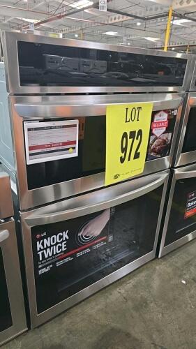 LG 30" Double Wall Oven WCEP6427F/00 with True Convection and Smart WiFi, March 2023, ThinQ Smart features, Self-Clean, Air Fry, 7.3 cu. ft. total capacity, 29.75"x51.81"x24.37", Stainless Steel, Serial: 303KMGJ0M103, RETAIL: $4729