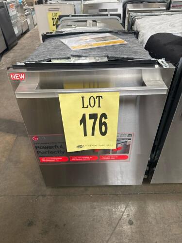 LG LDNTM545S Built-in Dishwasher, featuring 16 place settings, 46 dBA noise level, stainless steel finish, Dynamic Heat Dry with AutoVent Dry, 5 wash cycles (Auto, Heavy, Normal, 1-hour, Download Cycle), top control panel, Energy Star certified, dimension