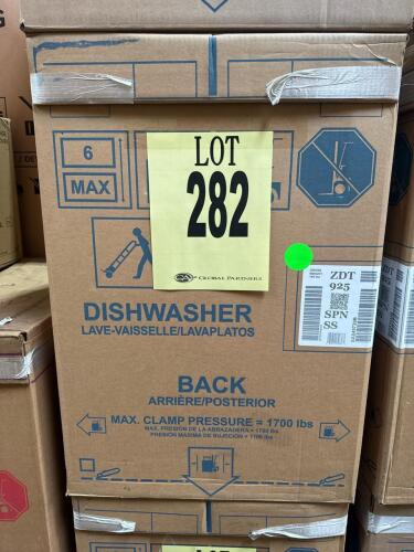 ZLINE ZDT925SPNSS Built-in Stainless Steel Dishwasher featuring top controls, 16 place settings, 33.86 x 23.86 x 24.5 in (86 x 60.6 x 62.2 cm), 140 lbs (63.5 kg), ENERGY STAR&reg; certified, 40 dBA noise level, 6 wash cycles, 120V/15A, serial number SA849739