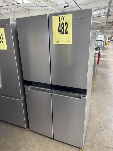 Whirlpool WRQA59CNKZ 19.4 cu. ft. French Door Refrigerator featuring adjustable shelves, door bins, crisper drawers, pull-out freezer shelves, factory-installed ice maker, LED interior lighting, ENERGY STAR&reg; Qualified, UL Listed, CSA Certified, 115V AC / 