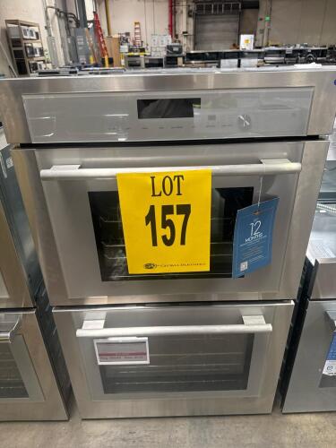 Thermador MEDS302WS/02 30-Inch Double Steam and Convection Oven featuring 17 heating modes, 6 telescopic racks, multi-point meat probe, self-cleaning mode, Home Connect Wi-Fi capability, and a 12 lb rotisserie capacity. Serial Number: FD 990500039. RETAIL