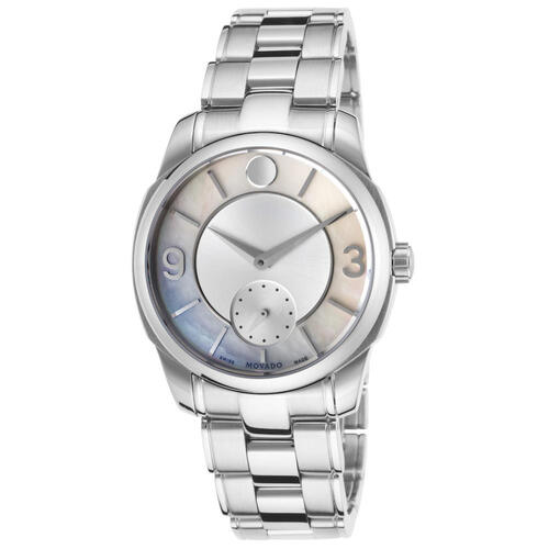 MOVADO, WOMEN'S LX STAINLESS STEEL SILVER-TONE AND WHITE MOP DIAL WATCH, MOV-0606618 (IN ORIGINAL BOX) - MSRP: $1395 US