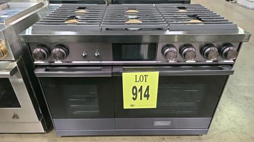 Dacor DOPA30M9CNMKD Electric Range features a 4.8 cubic foot capacity, Wi-Fi-enabled 7-inch LCD control panel, Dual Four-Part Pure Convection, True Flush Integration, SmartThings Integration, manufactured in December 2021 in Thailand. Serial Number: 0F797