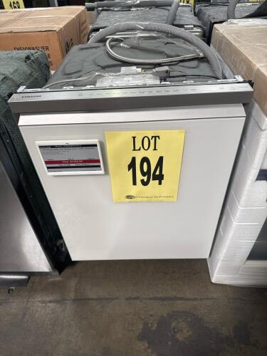Samsung DW80BB707012AA Bespoke 24" Built-in Dishwasher, featuring 16 place settings, 42 dBA noise level, White Glass finish, hidden top controls, 7 wash cycles, StormWash+&trade;, Smart Dry with AutoRelease&trade; Door, Wi-Fi connectivity, SmartThings app compatibili