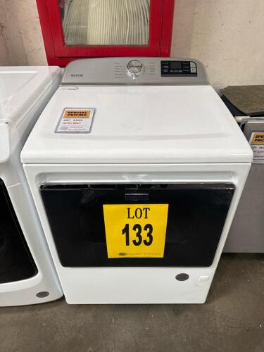 Maytag MGD6230HW Gas Dryer, 7.4 cu. ft. capacity, white finish, features include Extra Power button, Advanced Moisture Sensing, Smart Appliance capabilities, Quick Dry cycle, Wrinkle Prevent option, dimensions: 41.25 in H x 27 in W x 29.875 in D, weight: 