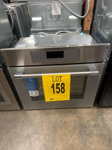 Thermador 30-Inch Electric Wall Oven ME301YP/03, featuring WiFi connectivity, convection cooking, stainless steel finish, large 4.6 cu ft capacity, 3 oven racks, 11 cooking modes, self-clean function, blue LCD control panel, SoftClose door, 240V operation