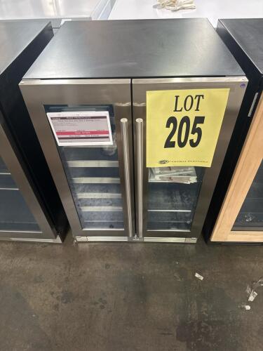 Zephyr PRWB24C32CG 24" French Door Dual Zone Wine & Beverage Cooler with a 21 bottle wine capacity and space for 64 12oz cans, dual-zone temperature control (wine: 38&deg;F-65&deg;F, beverage: 34&deg;F-65&deg;F), built-in or freestanding installation, stainless steel fin