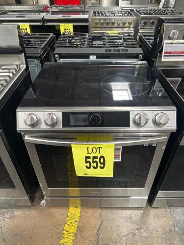 Samsung NE63T8911SS/AA 6.3 cu ft Smart Slide-In Induction Range with Air Fry, Convection Oven, True Convection, Virtual Flame LED, Smart Dial, Wi-Fi, Touch and Knob Controls, 4 Induction Burners, Self-Cleaning, Stainless Steel finish, Dimensions: 29.93" W
