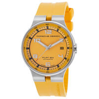 PORSCHE DESIGN, MEN'S FLAT 6 AUTO YELLOW RUBBER AND DIAL STAINLESS STEEL WATCH, PORSCHED-6351-41-94-1257 (IN ORIGINAL BOX) - MSRP: $3500 US