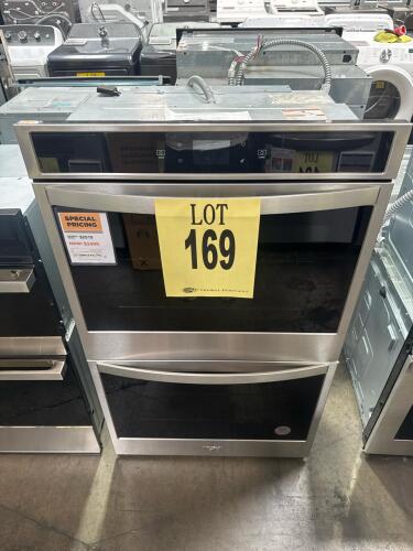 Whirlpool WOD51EC0HS20 Stainless Built-In Double Wall Oven, features include 7.6 kW @ 240 V electric operation, 5.0 cu. ft. capacity upper and lower ovens, 51-1/2"x30"x26-1/2" overall dimensions, touchscreen controls, true convection (upper), self-cleanin