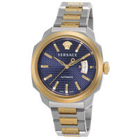 VERSACE, MEN'S DYLOS AUTOMATIC TWO-TONE STAINLESS STEEL BLUE DIAL WATCH, VERSACE-VAG030016 (IN ORIGINAL BOX) - MSRP: $2595 US