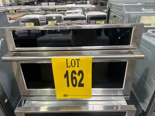 GE Profile ZSB9232SN1SS 1.7 Cu.Ft Built-In Speedcook Oven Stainless, 950W output, 120/240V, touch control, convection and microwave functions, drop-down door, 16" turntable, includes rack and turntable, UL listed, manufactured June 2020, serial LR400045L.