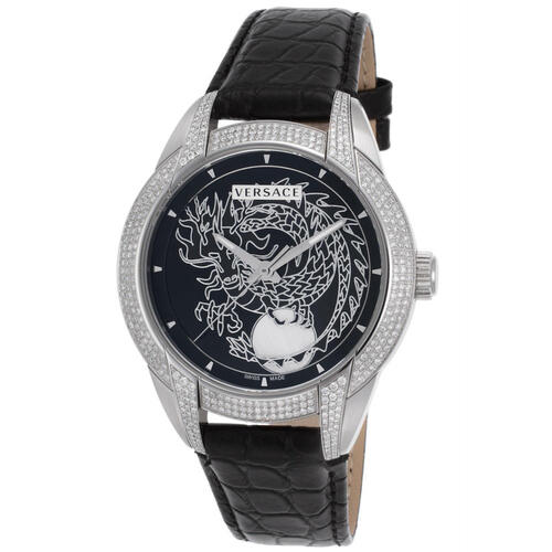 VERSACE, LIMITED EDITION DIAMOND AUTOMATIC BLACK GENUINE LEATHER AND DIAL WATCH, VERSACE-25A391D912S009-SD, "STORE DISPLAY" (IN ORIGINAL BOX) - MSRP: $34995 US