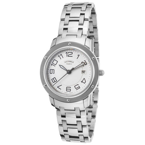 HERMES, WOMEN'S CLIPPER STAINLESS STEEL SILVER-TONE DIAL STAINLESS STEEL WATCH, HERMES-CP1-310-220-4966-SD "STORE DISPLAY" (IN GENERIC BOX, NO MANUAL) - MSRP: $3625 US