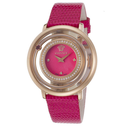 VERSACE, WOMEN'S VENUS DIAMONDS PINK GENUINE LIZARD PINK DIAL ROSE-TONE SS WATCH, VERSACE-VFH15-0014 (IN ORIGINAL BOX) - MSRP: $3650 US