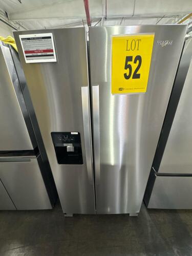 WHIRLPOOL WRS325SDHZ 36in SIDE-BY-SIDE REFRIGERATOR SS, S/N-HRE1314083 RETAIL $1799