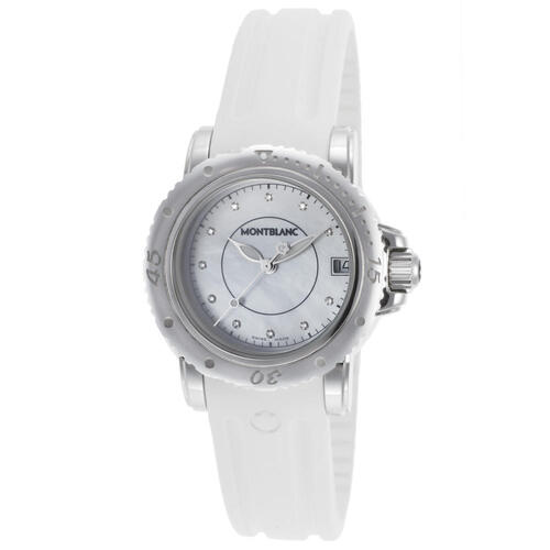 MONT BLANC, WOMEN'S SPORT DIAMOND WHITE RUBBER AND MOP DIAL WATCH, MONTBLANC-103893-SD "STORE DISPLAY" (IN ORIGINAL BOX) - MSRP: $2620 US