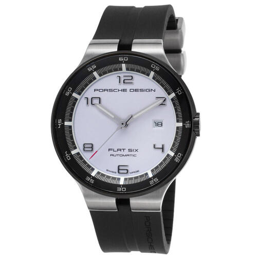 PORSCHE DESIGN, MEN'S FLAT 6 AUTOMATIC BLACK RUBBER & ION PLATED SS WHITE DIAL WATCH, PORSCHED-6350-42-64-1254-BK (IN ORIGINAL BOX) - MSRP: $4000 US