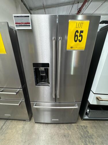 KITCHENAID KRFC7004FPS 36in COUNTER DEPTH FRENCH DOOR PLATINUM INTERIOR REFRIGERATOR SS, S/N-KB4110676 RETAIL $4899