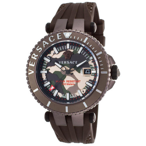 VERSACE, MEN'S V-RACE BROWN SILICONE CAMO DIAL WATCH, VERSACE-VAK060016 (IN ORIGINAL BOX) - MSRP: $1995 US