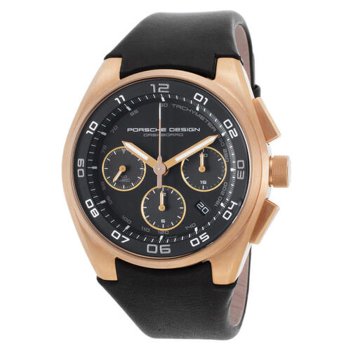 PORSCHE DESIGN, MEN'S DASHBOARD AUTO CHRONO BLACK CALF-SKIN & DIAL 18K ROSE GOLD WATCH, PORSCHED-6620-69-40-1243 (IN ORIGINAL BOX) - MSRP: $29500 US