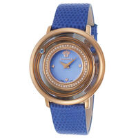 VERSACE, WOMEN'S VENUS DIAMONDS BLUE GENUINE LIZARD BLUE DIAL ROSE-TONE SS WATCH, VERSACE-VFH07-0013 (IN ORIGINAL BOX) - MSRP: $3650 US