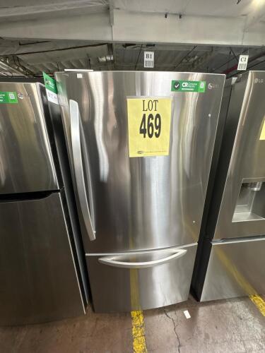 LG LRDCS2603S/00 25.5 cu. ft. Bottom Freezer Refrigerator, PrintProof Stainless Steel, 2021 model, 32.75" W x 33" D x 68.62" H, 2 doors, Multi-Air Flow Cooling, LED Lighting, SmartDiagnosis&trade;, R600a refrigerant, automatic defrost, 115V/2.6A, tempered glass