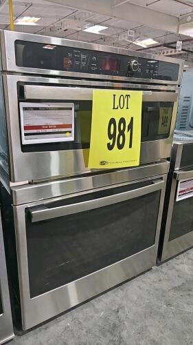 GE Appliances PT7800SH9SS is a built-in combination wall oven featuring an upper convection microwave and a lower true European convection oven in stainless steel finish, assembled in the USA and manufactured in September 2022., Serial Number: ST088252Q, 