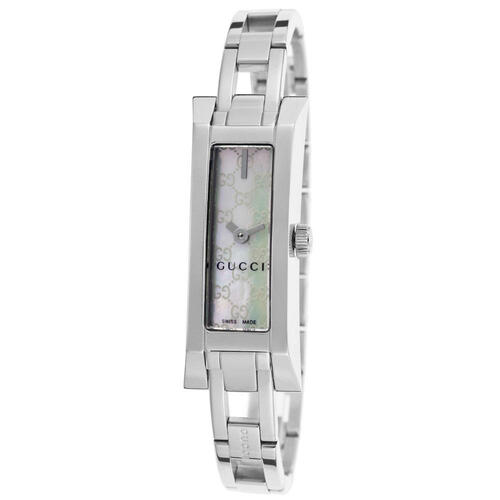 GUCCI, WOMEN'S STAINLESS STEEL MOP DIAL SS RECTANGLE WATCH, GUCCI-YA110525 (IN ORIGINAL BOX) - MSRP: $935 US