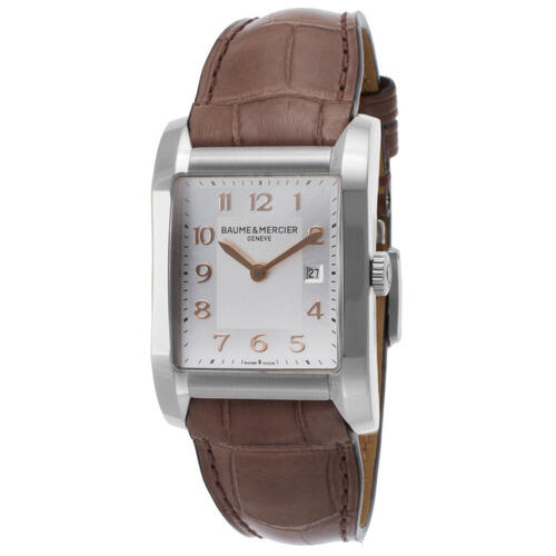 BAUME & MERCIER, WOMEN'S HAMPTON LIGHT BROWN GENUINE CROCODILE SILVER-TONE DIAL WATCH, BAUME-MOA10018-SD "STORE DISPLAY" (IN ORIGINAL BOX) - MSRP: $2650 US