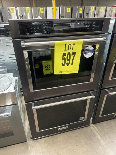 KitchenAid KODE500EBS04 30" Built-in Double Wall Oven with true convection in both ovens, black stainless steel, 5.0 cu ft upper and lower oven capacity, glass touch controls, self-cleaning, SatinGlide roll-out racks, electronic display, 3 racks per oven,