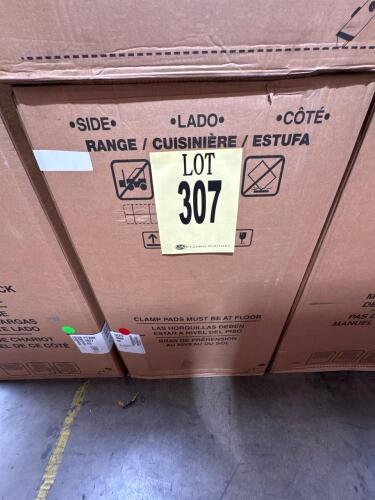 Frigidaire Gallery GCFE3060BF 30" electric freestanding range featuring 5 radiant elements, Air Fry, convection oven, 5.7 cu. ft. capacity, ceramic glass cooktop, front and top controls, self-clean, steam clean, 240V. Serial Number: VF54080412
