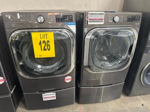 LG SET WM8900HBA 29in FRONT LOAD WASHER W/PEDESTAL S/N-305KWPV6E112 AND DLGX8901B 29in FRONT LOAD DRYER W/PEDESTAL S/N-305KWZH0S629 RETAIL $4500