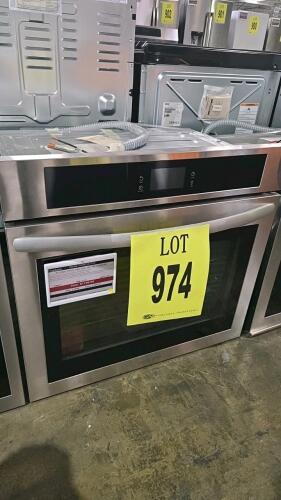 Frigidaire FCWS3027ASA 30" Single Electric Wall Oven featuring a 5.3 cu. ft. capacity, fan convection for even baking, self-cleaning options with 2, 3, and 4-hour cycles, premium 4.3-inch full-color capacitive touch digital control panel, customizable bro