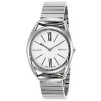 GUCCI, WOMEN'S HORSEBIT STAINLESS STEEL WHITE DIAL WATCH, GUCCI-YA140505 (IN ORIGINAL BOX) - MSRP: $920 US