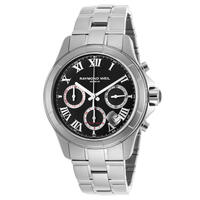 RAYMOND WEIL, MEN'S PARSIFAL AUTO CHRONO STAINLESS STEEL BLACK DIAL WATCH, RW-7260-ST-00208 (IN ORIGINAL BOX) - MSRP: $3850 US