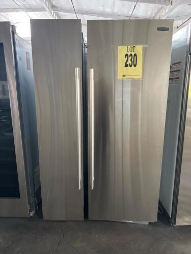 Signature Kitchen Suite Refrigerator &amp; Freezer Columns, 47.25" total width, stainless steel finish, WiFi-enabled, automatic defrost, LED lighting, tempered glass and stainless shelving, Energy Verified, manufactured in Korea, freezer capacity 17.8 cu 