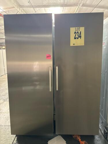 Miele 30" Built-In Refrigerator K 2802 Vi &amp; Freezer F 2812 Vi Columns, stainless steel panels, automatic ice maker, combined 32 cu ft capacity, 83 3/4" H x 29 7/8" W x 24" D (each), 110&ndash;120V, Energy Verified, serial numbers 100333 &amp; 100063.