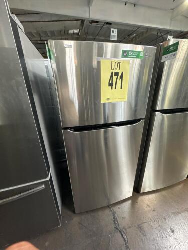 LG LTCS20030S/02 20 cu. ft. stainless steel top-freezer refrigerator offers spacious storage and energy efficiency, featuring 65.5" height, 29.75" width, 33.37" depth, made in Mexico, contoured reversible doors, automatic defrost, compatible with optional