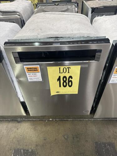KitchenAid KDPM604KPS stainless steel built-in dishwasher with FreeFlex third rack, 44 dBA operation, 16 place settings, top control panel, ProWash cycle, PrintShield finish, stainless steel tub, advanced drying system, annual energy use $38/270 kWh, 270 