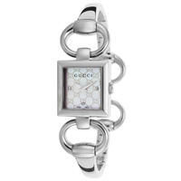GUCCI, WOMEN'S TORNABUONI DIAMOND STAINLESS STEEL MOP DIAL SS SQUARE WATCH, GUCCI-YA120517 (IN ORIGINAL BOX) - MSRP: $1120 US