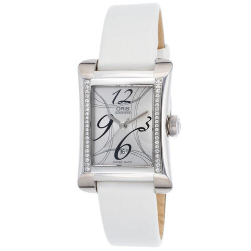 ORIS, WOMEN'S RECTANGULAR DIAMOND AUTOMATIC WHITE SATIN SILVER-TONE DIAL WATCH, ORIS-01561762149610751674 (IN GENERIC BOX) - MSRP: $3000 US